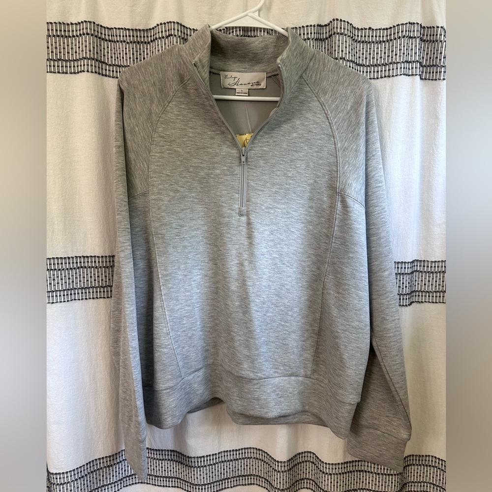 Vintage Havana Light Gray Zip-Up Pullover